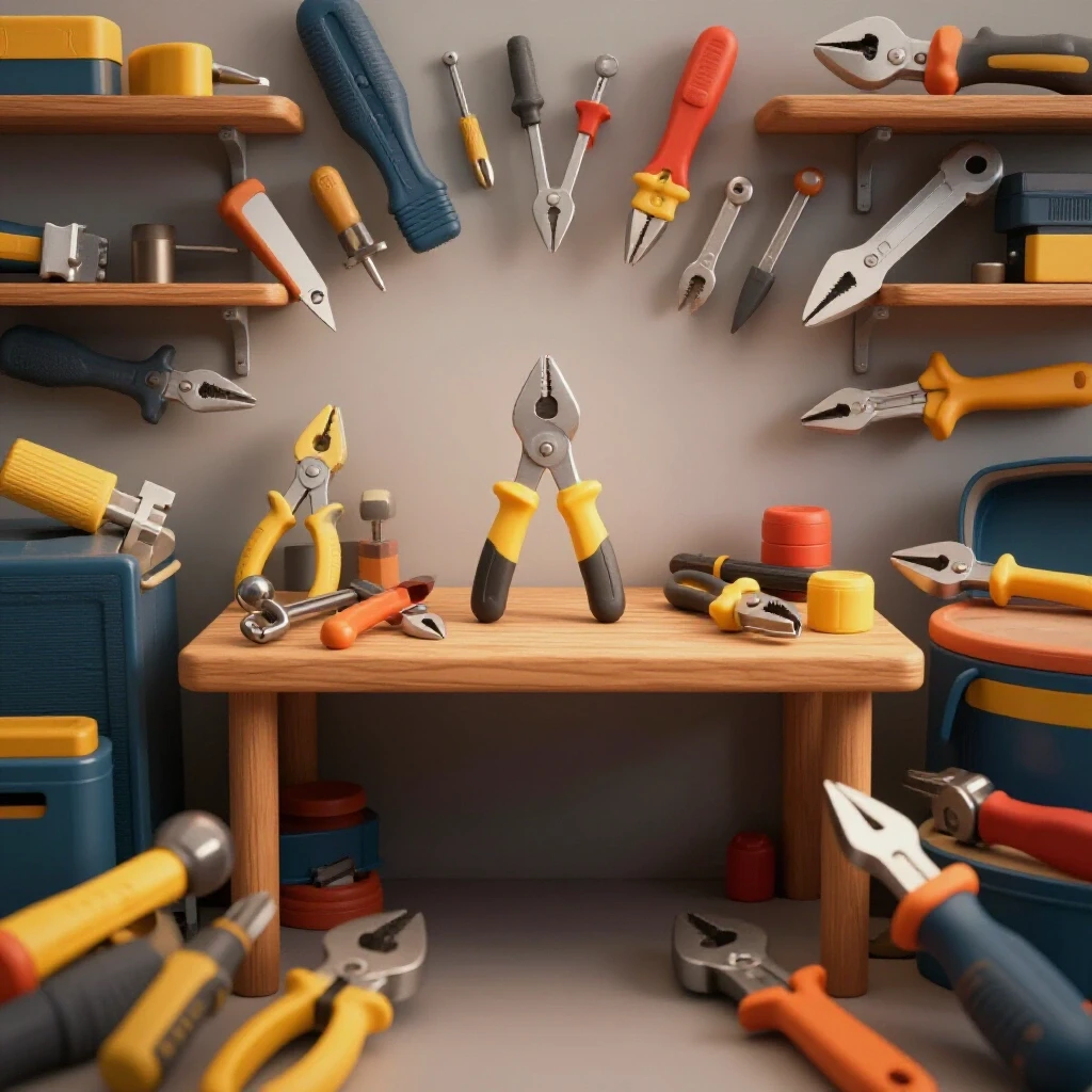 A visually striking contrast of organized and cluttered workshop areas, emphasizing essential tools for fabrication.