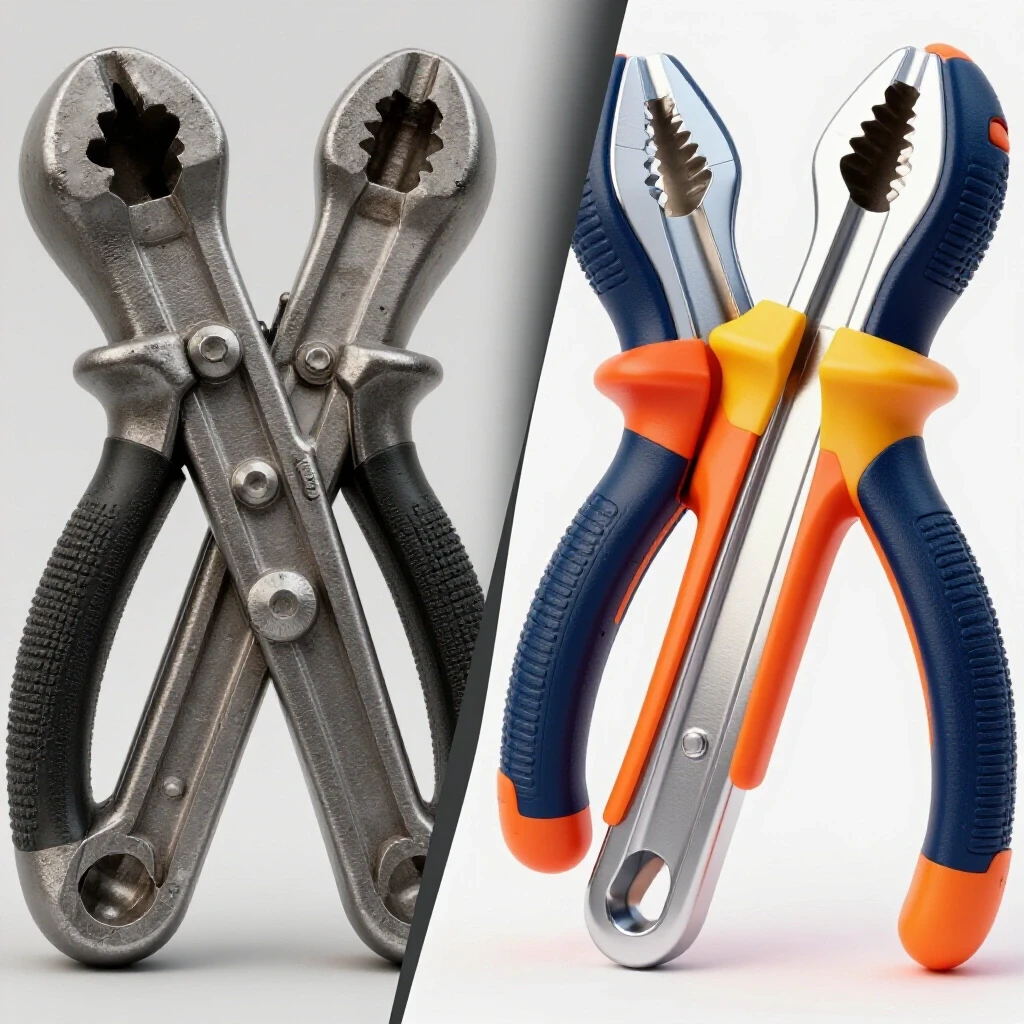A split image showing a dull aluminum tool transitioning to a shiny, polished version, illustrating a DIY enhancement process.