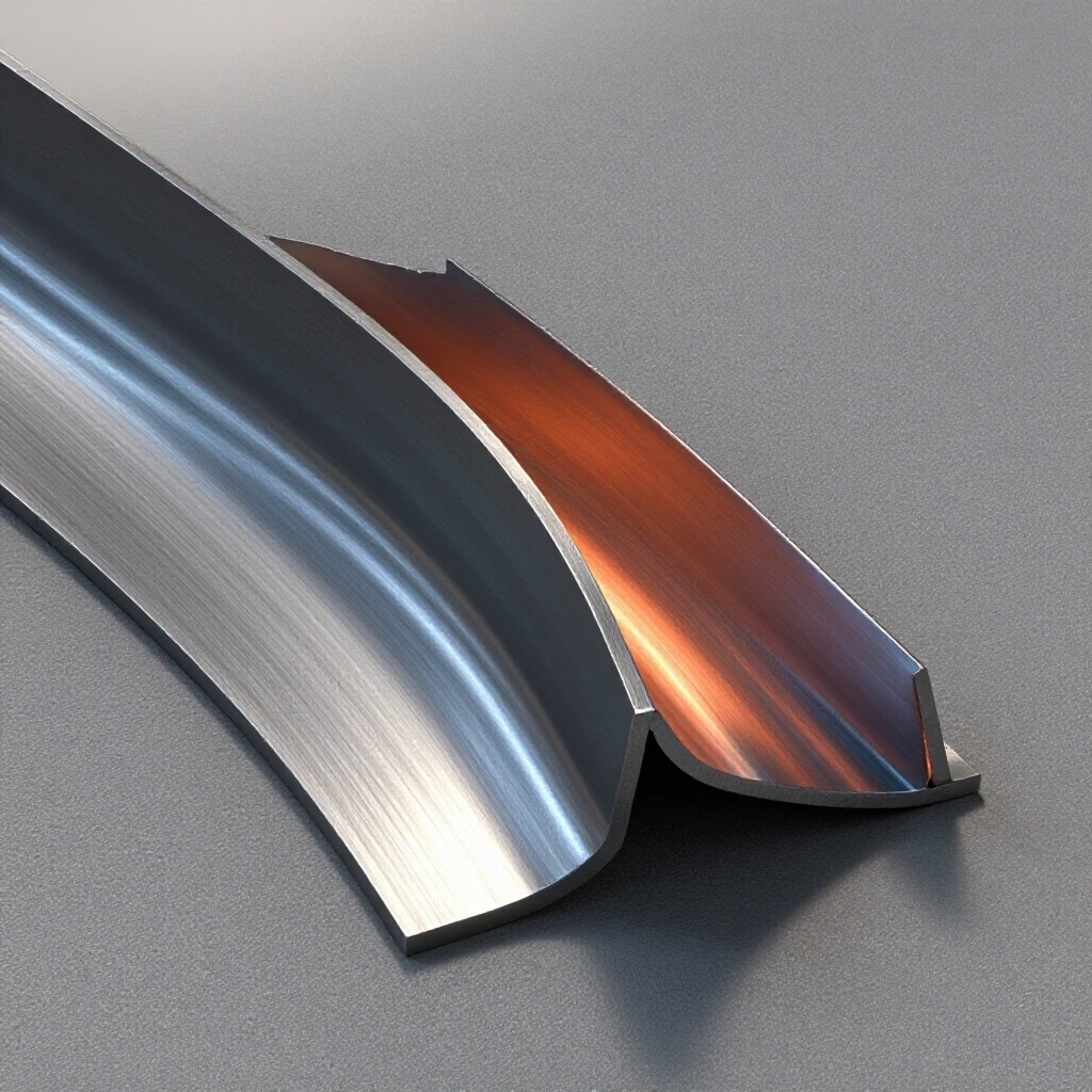 Close-up image of a sheet metal piece showing precise and jagged bends to highlight design errors.