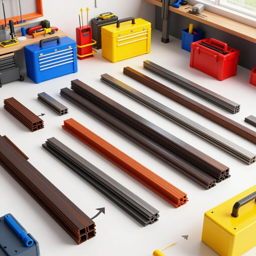 Organized metal raw stock in a vibrant workshop showcasing cutting tools and accessories.