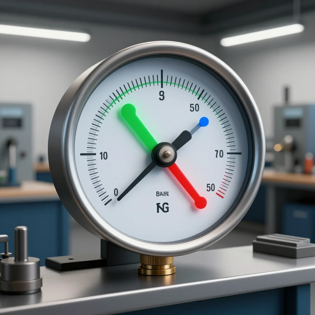 A vibrant energy meter in a machine shop showing reduced energy costs, with a bright background highlighting efficient tools.