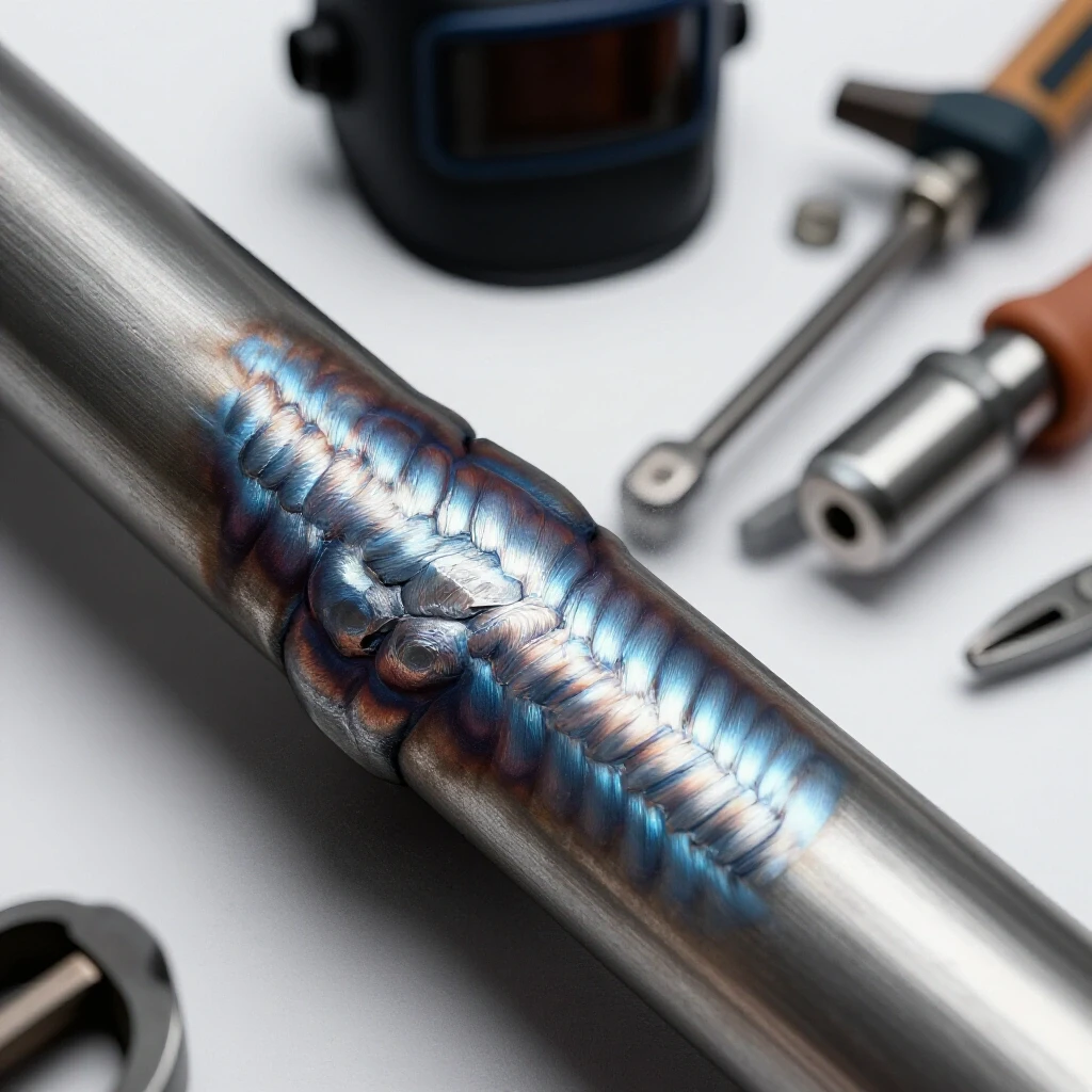 Close-up view of contrasting welds: one chaotic and uneven, the other smooth and professional, highlighting welding skills.