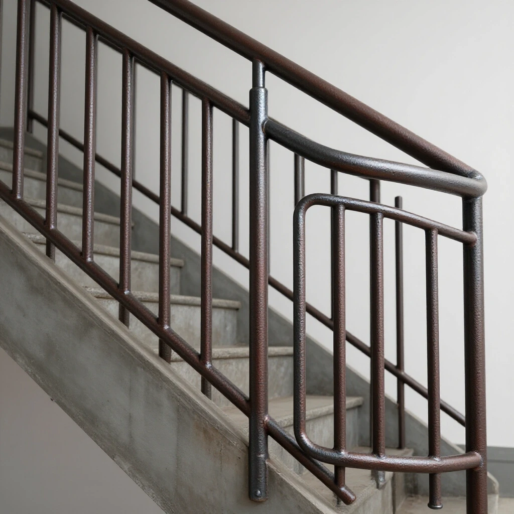 A polished steel handrail showcased in a bright environment, highlighting the strength and craftsmanship of welding.