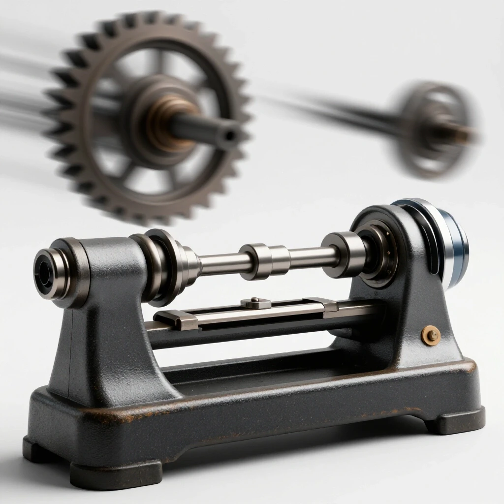 A detailed 3D image of an upgraded manual lathe juxtaposed with modern cutting tools, symbolizing transformation in metalworking.