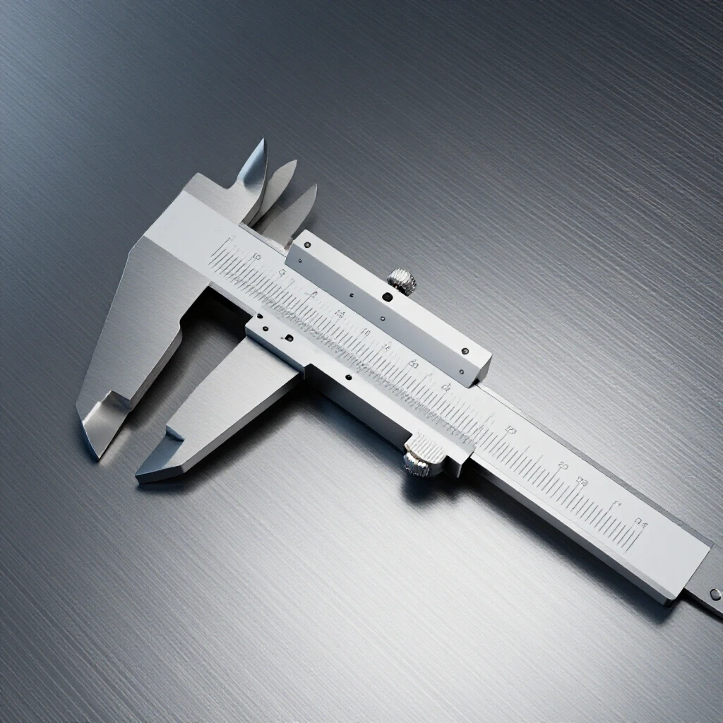 Close-up image of a precision marking tool against polished steel with marked lines to demonstrate accuracy and precision.