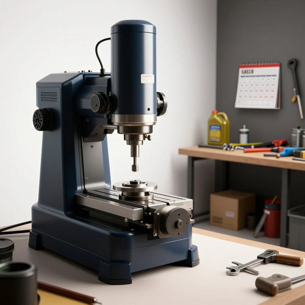 A gleaming home shop milling machine contrasted with a cluttered workspace, emphasizing maintenance costs.