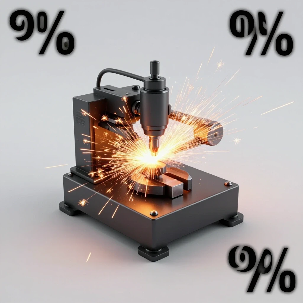 A rotary welding positioner in action with vibrant sparks, highlighting productivity in a workshop setting.