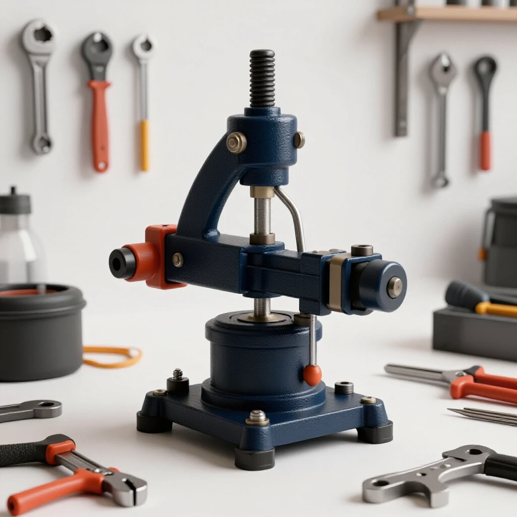 A dynamic view of a welding positioner with various tools in a bright workshop, emphasizing DIY metalworking.