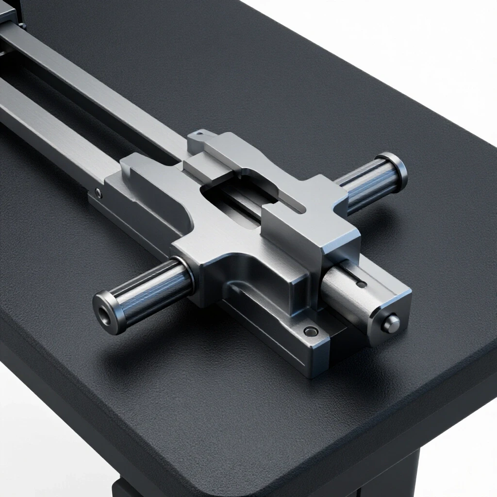 Close-up view of a sturdy mill table with a clamping kit, showcasing its secure attachment in a well-lit environment.