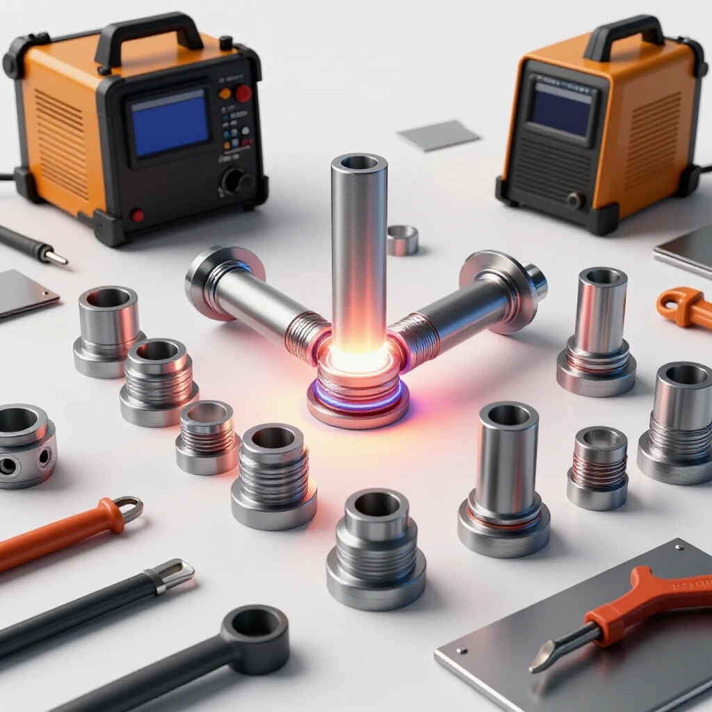 A visually striking composition of various weld joint designs with a highlighted strong weld joint, emphasizing strength and durability.