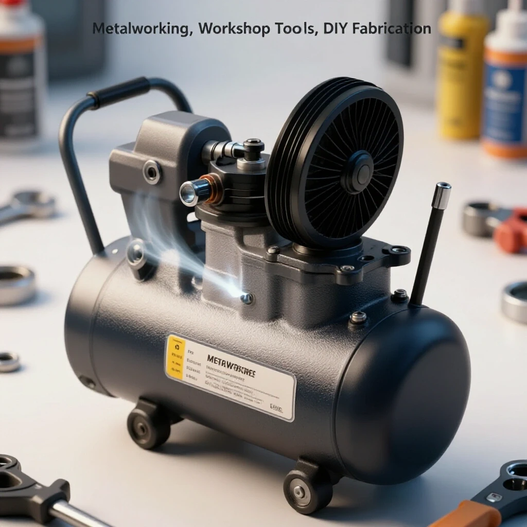 Close-up of a compressor highlighting air leaks with tools in the background, emphasizing troubleshooting techniques.