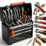 A contrasting image of a well-organized toolbox filled with quality metalworking tools next to neglected tools, highlighting reliability.